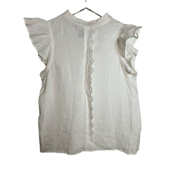BROCHU WALKER woman’s Devan Sleeveless Linen Top White ruffles Size XS blouse - Picture 5 of 10